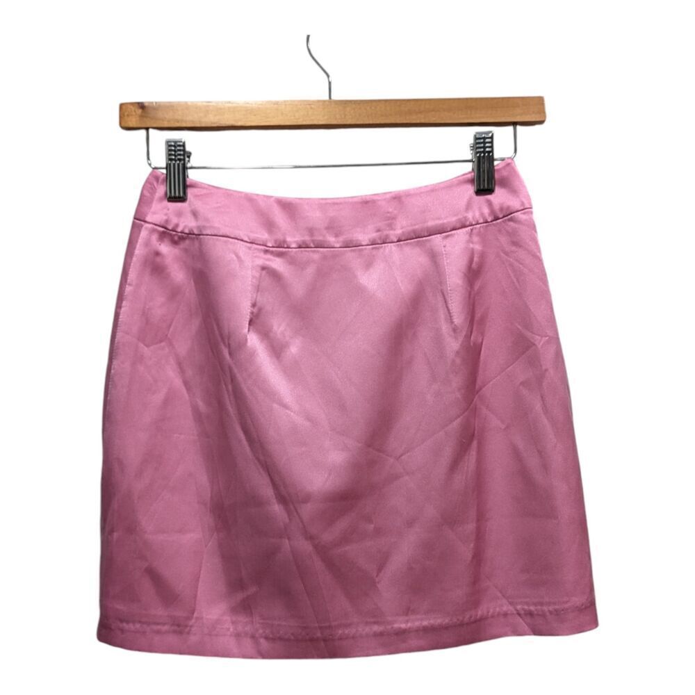 New! Hansen & Gretel Pink Satin Silk Tamara Mini Skirt, XS - Picture 4 of 9